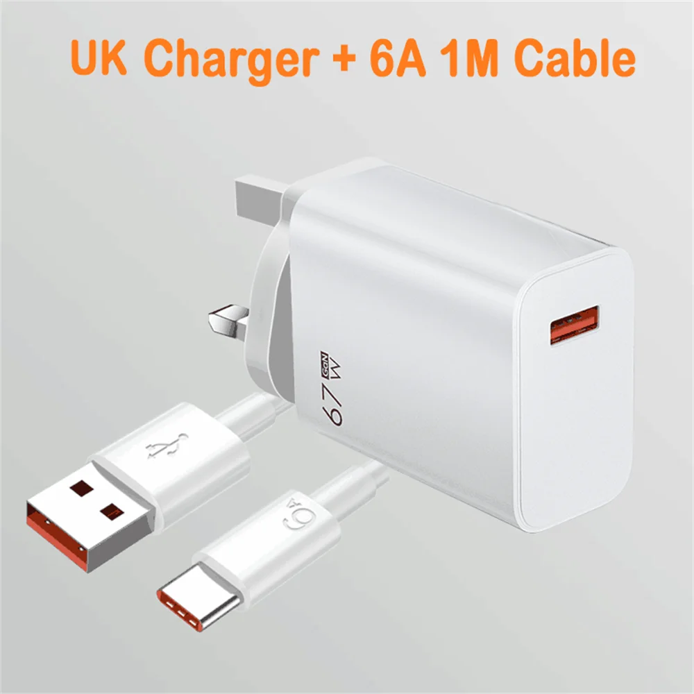 67W USB Charger Fast Charging Mobile Phone Adapter USB Quick Charger QC3.0 Adapter For iPhon Samsun Xiaomi 15 Redmi Oneplus