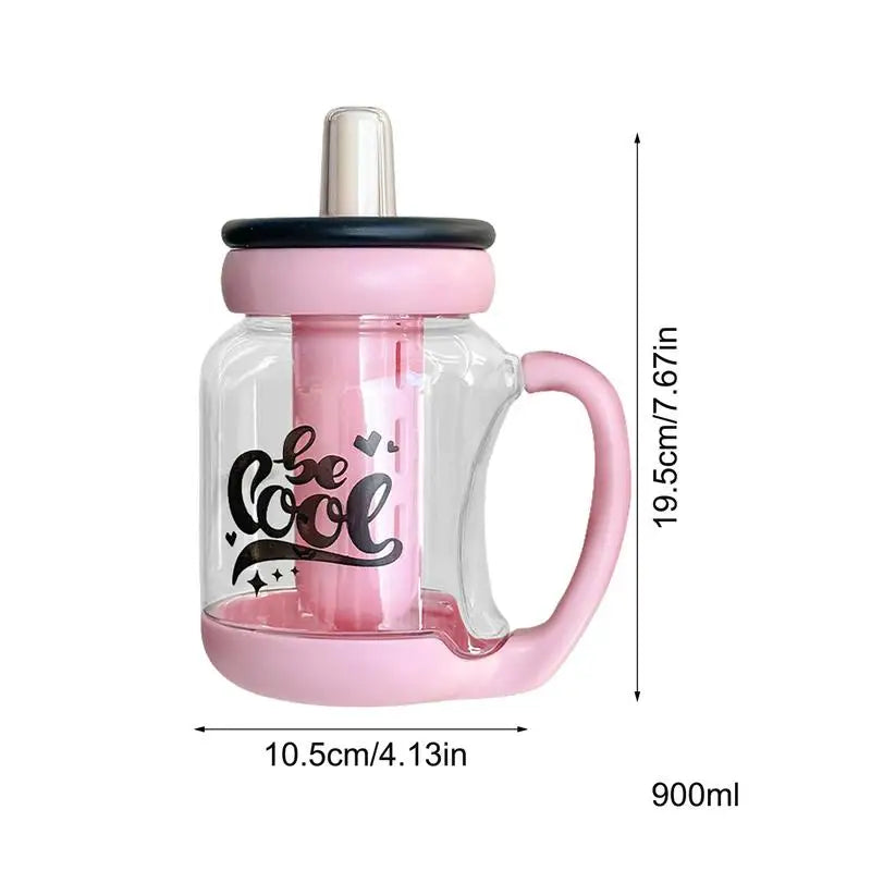 Sports Water Bottle 900ml Straw Lid Large Water Bottle Heat-Resistant Hydration Cup Leak-Proof Drinkware Modern For Commuting