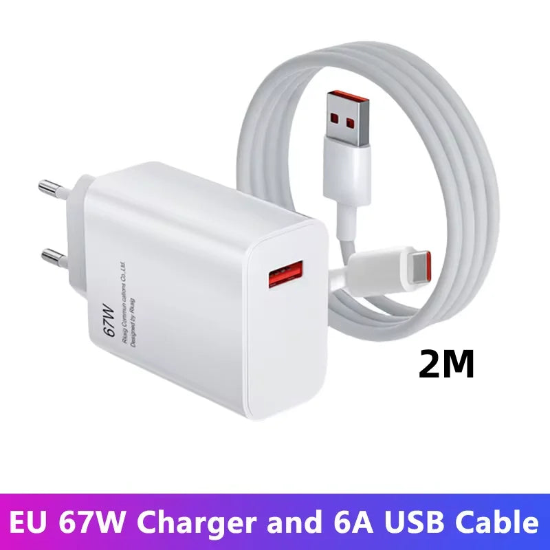 67W USB Charger Fast Charging Mobile Phone Adapter USB Quick Charger QC3.0 Adapter For iPhon Samsun Xiaomi 15 Redmi Oneplus