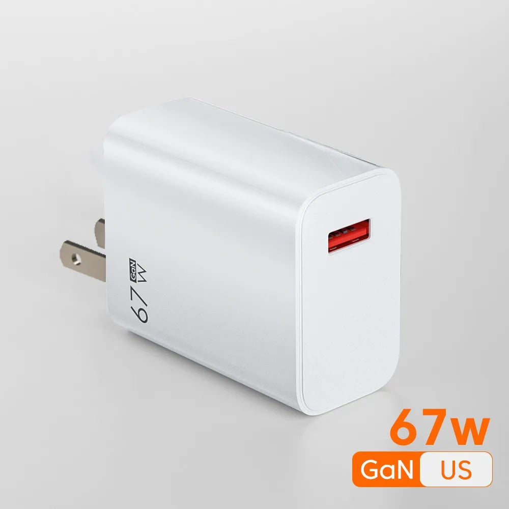 67W USB Charger Fast Charging Mobile Phone Adapter USB Quick Charger QC3.0 Adapter For iPhon Samsun Xiaomi 15 Redmi Oneplus