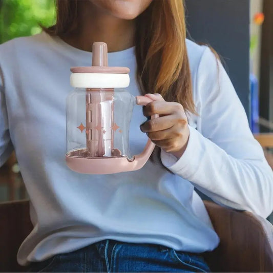 Sports Water Bottle 900ml Straw Lid Large Water Bottle Heat-Resistant Hydration Cup Leak-Proof Drinkware Modern For Commuting