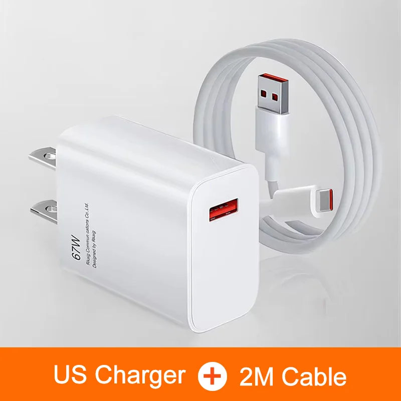 67W USB Charger Fast Charging Mobile Phone Adapter USB Quick Charger QC3.0 Adapter For iPhon Samsun Xiaomi 15 Redmi Oneplus