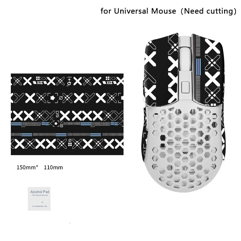 15*11cm DIY Anti-Slip Wireless Gaming Universal Style Mouse Sticker Sweat-Proof Mouse Grip Tape Wear-Resistant PC Desktop Laptop