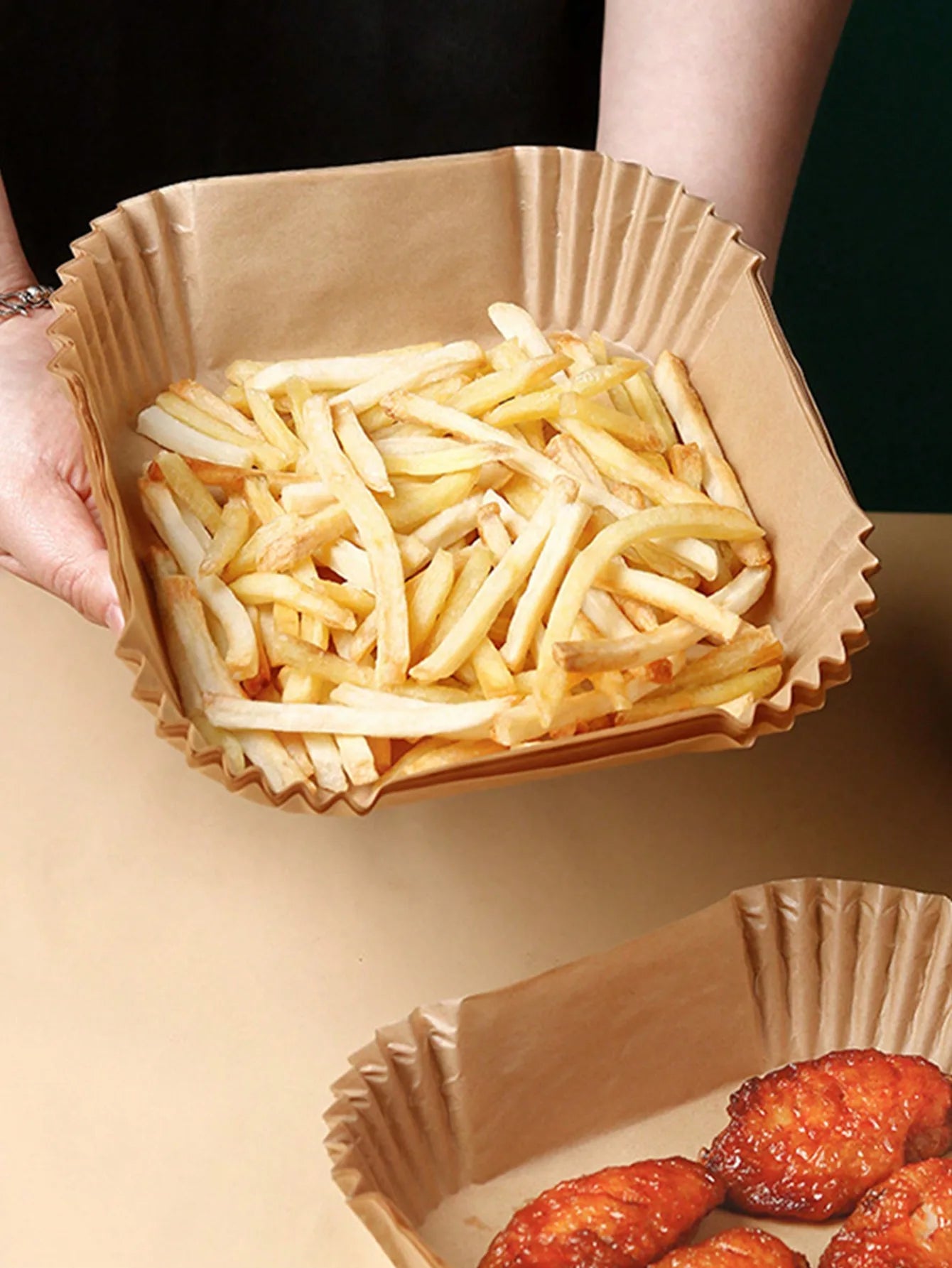 50/100pcs Special Paper for Air Fryer Silicone Oil Paper Oil Absorbing Paper Special Paper Pad for Food Household Paper Plate
