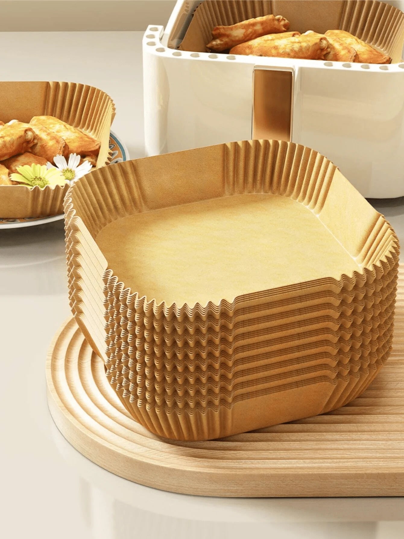 50/100pcs Special Paper for Air Fryer Silicone Oil Paper Oil Absorbing Paper Special Paper Pad for Food Household Paper Plate
