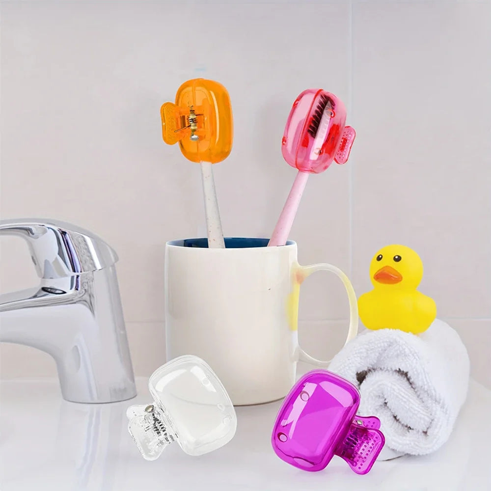 Travel Toothbrush Cover Case Waterproof Protective Cap with Clip Portable Brush Head Protector for Home & Trips